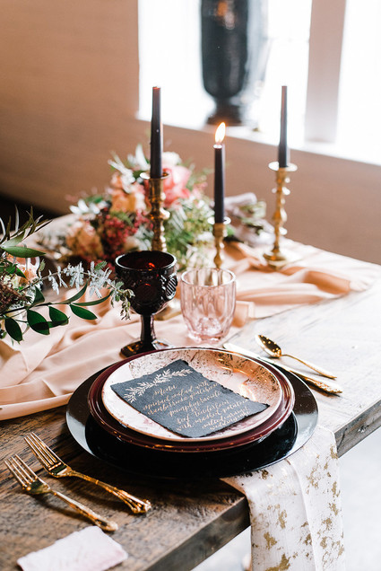 Moody blush and black winter wedding inspiration