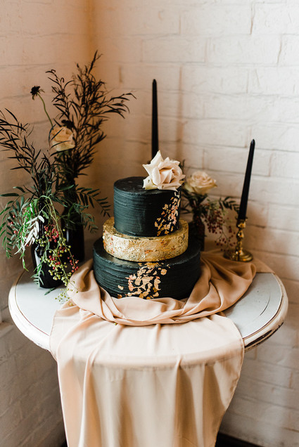 Black and blush wedding cake