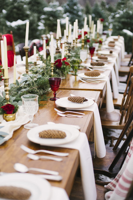 Snowy Christmas tree farm wedding ideas