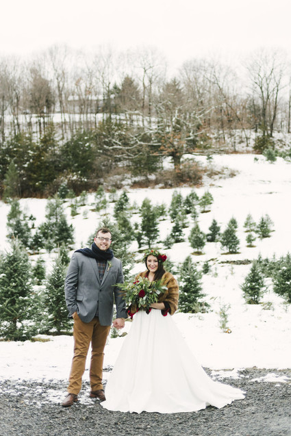 Snowy Christmas tree farm wedding ideas