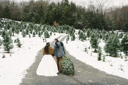 Snowy Christmas tree farm wedding ideas