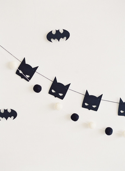 Black and white and pink modern Batman birthday party