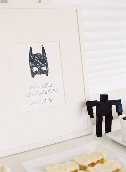 Black and white and pink modern Batman birthday party