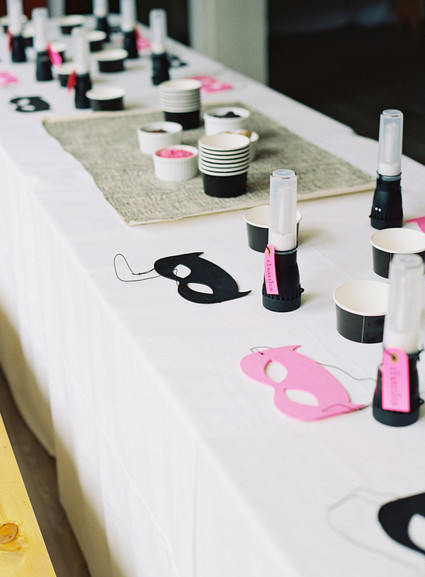 Black and white and pink modern Batman birthday party
