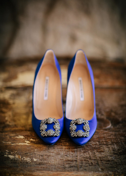 Blue Manolo Blahnik wedding shoes
