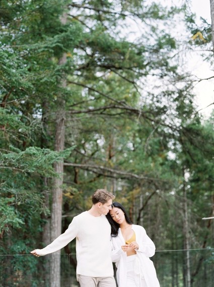 Stylish mod engagement photos on Galiano Island