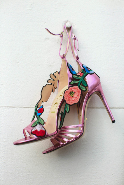 floral Gucci wedding shoes