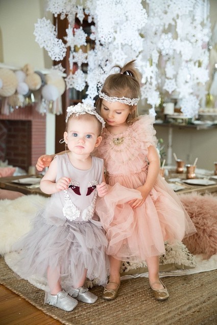 Feminine winter wonderland 1st birthday party Inspiration