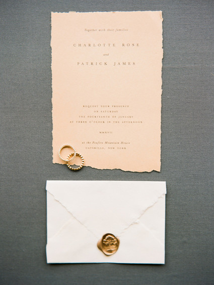 Simple chic peach wedding invitations
