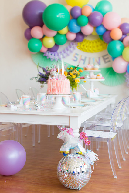 Rainbow pastel unicorn birthday party Inspiration