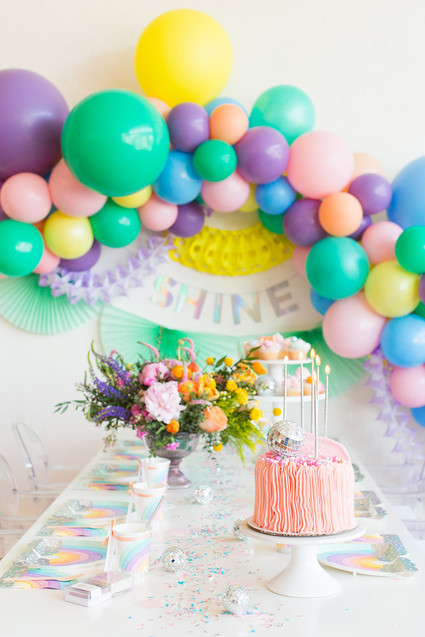 Rainbow pastel unicorn birthday party Inspiration