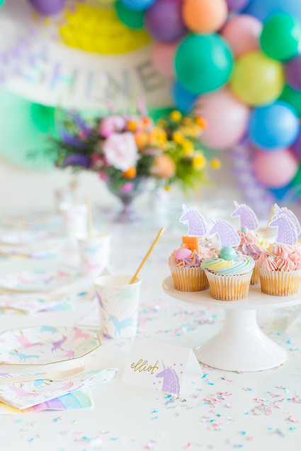 Rainbow pastel unicorn birthday party Inspiration