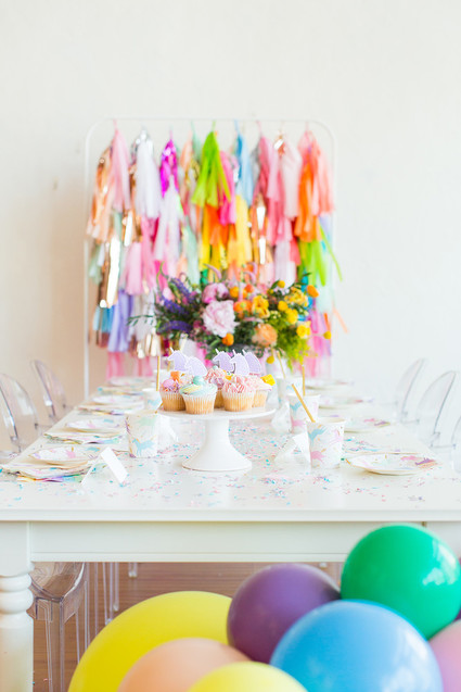 Rainbow pastel unicorn birthday party Inspiration