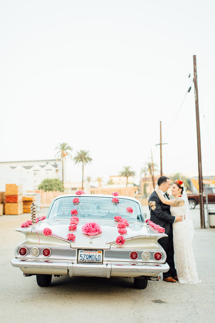 Vintage car wedding portraits
