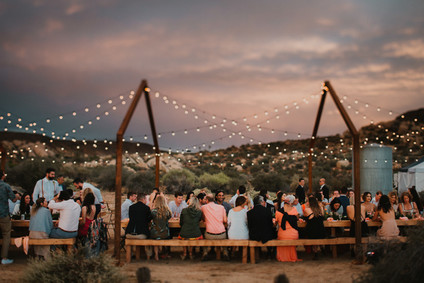 Sunset desert wedding at The Ruin Venue in Joshua Tree