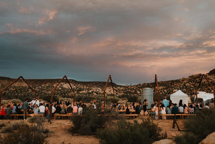 Sunset desert wedding at The Ruin Venue in Joshua Tree