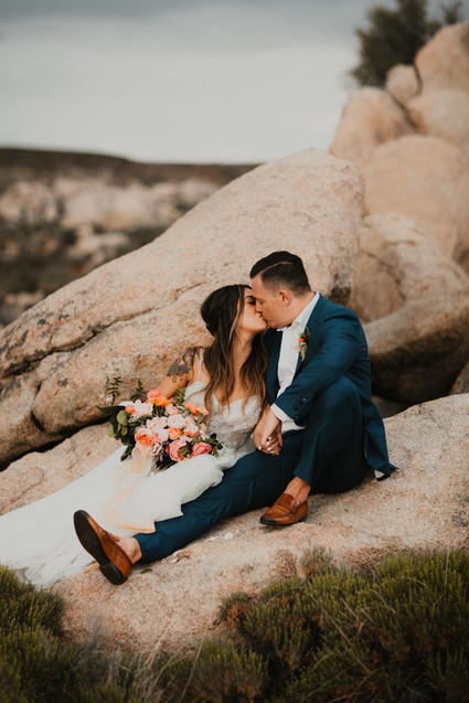 Sunset desert wedding at The Ruin Venue in Joshua Tree