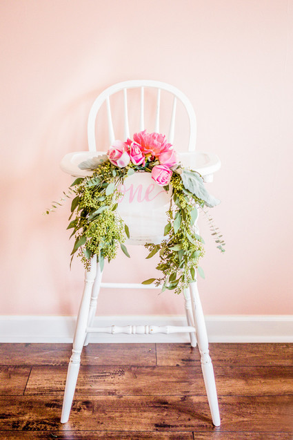 Pink floral first birthday party ideas on 100 Layer Cakelet