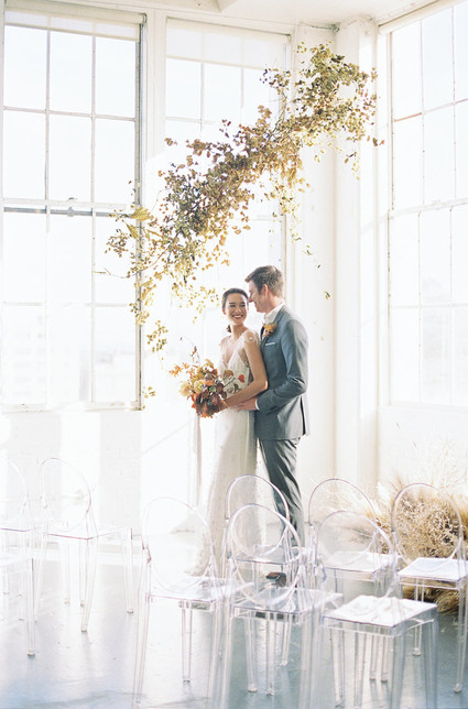 Modern minimal fall wedding inspiration in a loft