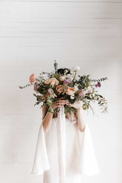 bell sleeved bridal gown