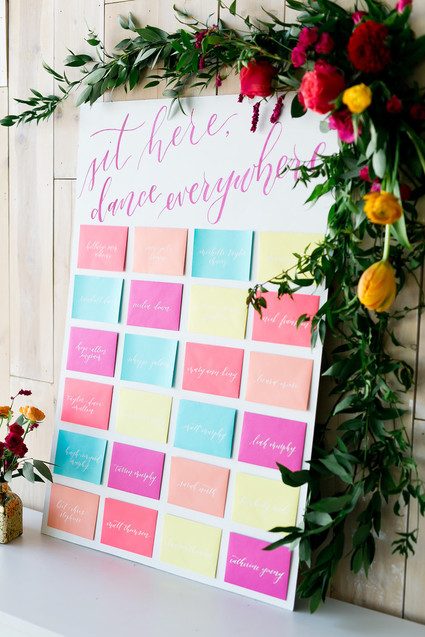 Bright whimsical wedding invites
