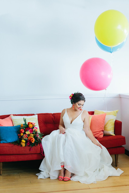 Bright whimsical wedding invites