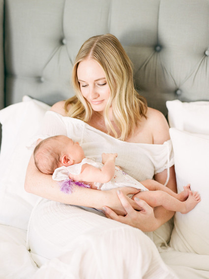 Dreamy white girl's nursery and newborn photos in Los Angeles