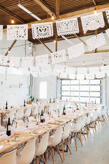 All white modern wedding reception