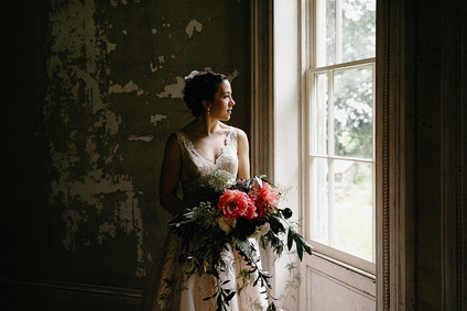 Romantic, industrial, floral wedding at Basilica Hudson in the Hudson Valley