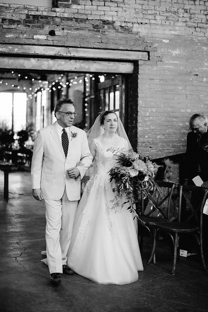 Romantic, industrial, floral wedding at Basilica Hudson in the Hudson Valley