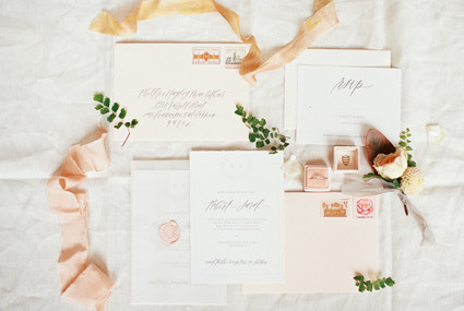 Blush wedding invitation suite