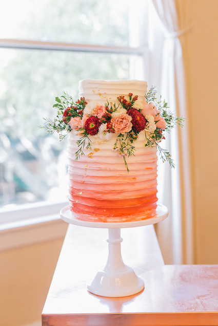 ombre floral wedding cake