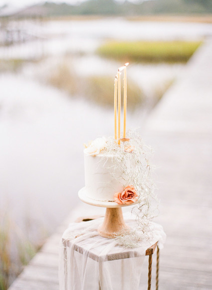 Petite elegant white wedding cake