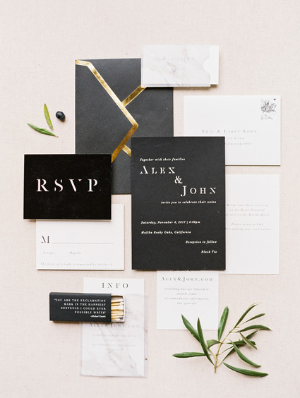 Elegant black and white wedding invitations