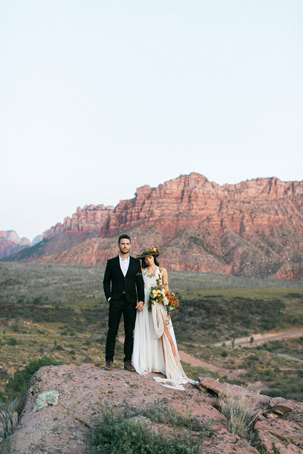 Sunset elopement at Under The Canvas in Zion National Park