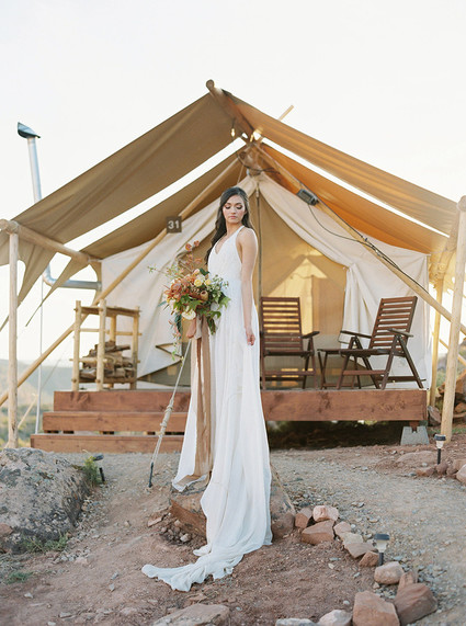 Sunset elopement at Under The Canvas in Zion National Park