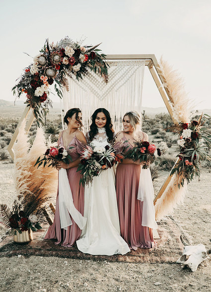 Boho desert elopement with geometric details