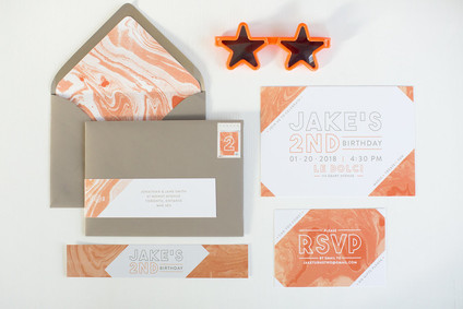 Orange and white modern 2nd birthday