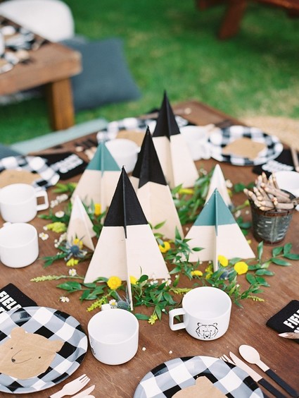 Modern camp themed 1st birthday party
