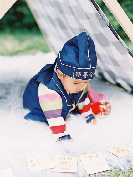 Modern camp themed 1st birthday party