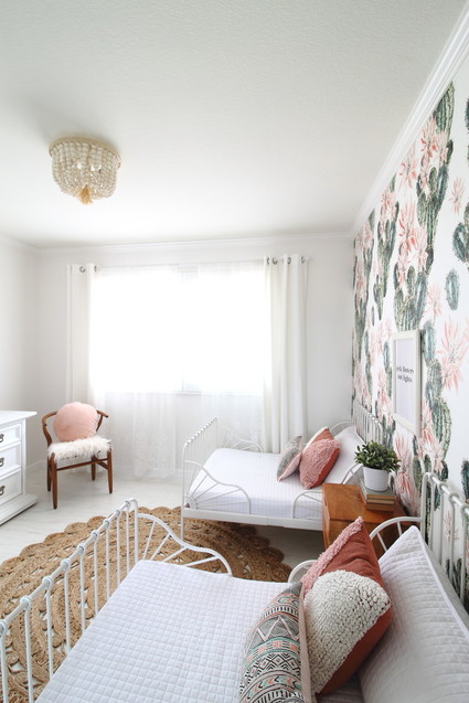 Cactus inspired shared room for sisters