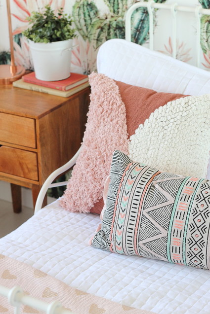 Cactus inspired shared room for sisters