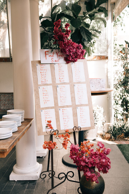 Bougainvillea inspired wedding at 5 Crowns restaurant in Corona Del Mar