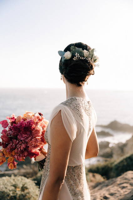 Bougainvillea inspired wedding at 5 Crowns restaurant in Corona Del Mar