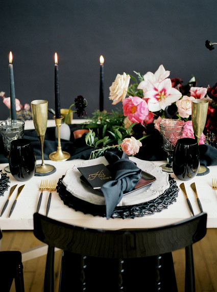 Romantic, moody red and black bridal inspiration