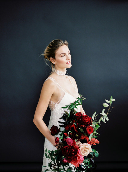 Romantic, moody red and black bridal inspiration