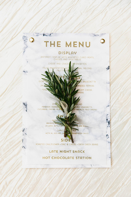 Wedding menu