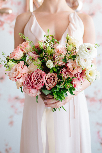 Floral wedding party ideas with The Black Tux Inspiration