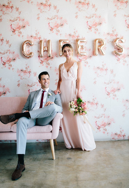 Floral wedding party ideas with The Black Tux