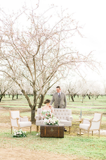 Romantic pastel spring blossom estate wedding